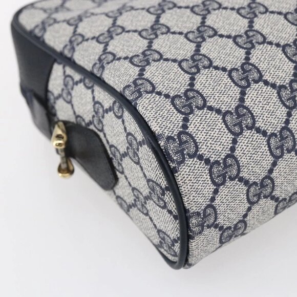 GUCCI GG Supreme Sherry Line Shoulder Bag PVC Navy Gold 72 001 4071 Auth 147721 - Picture 3 of 16